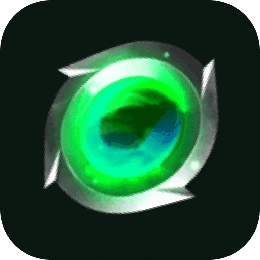 Herospin green magical energy emblem with circular glow
